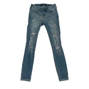 Hollister Low Rise Super Skinny Crop Cuffed Hem Jeans Size 00 Women’s